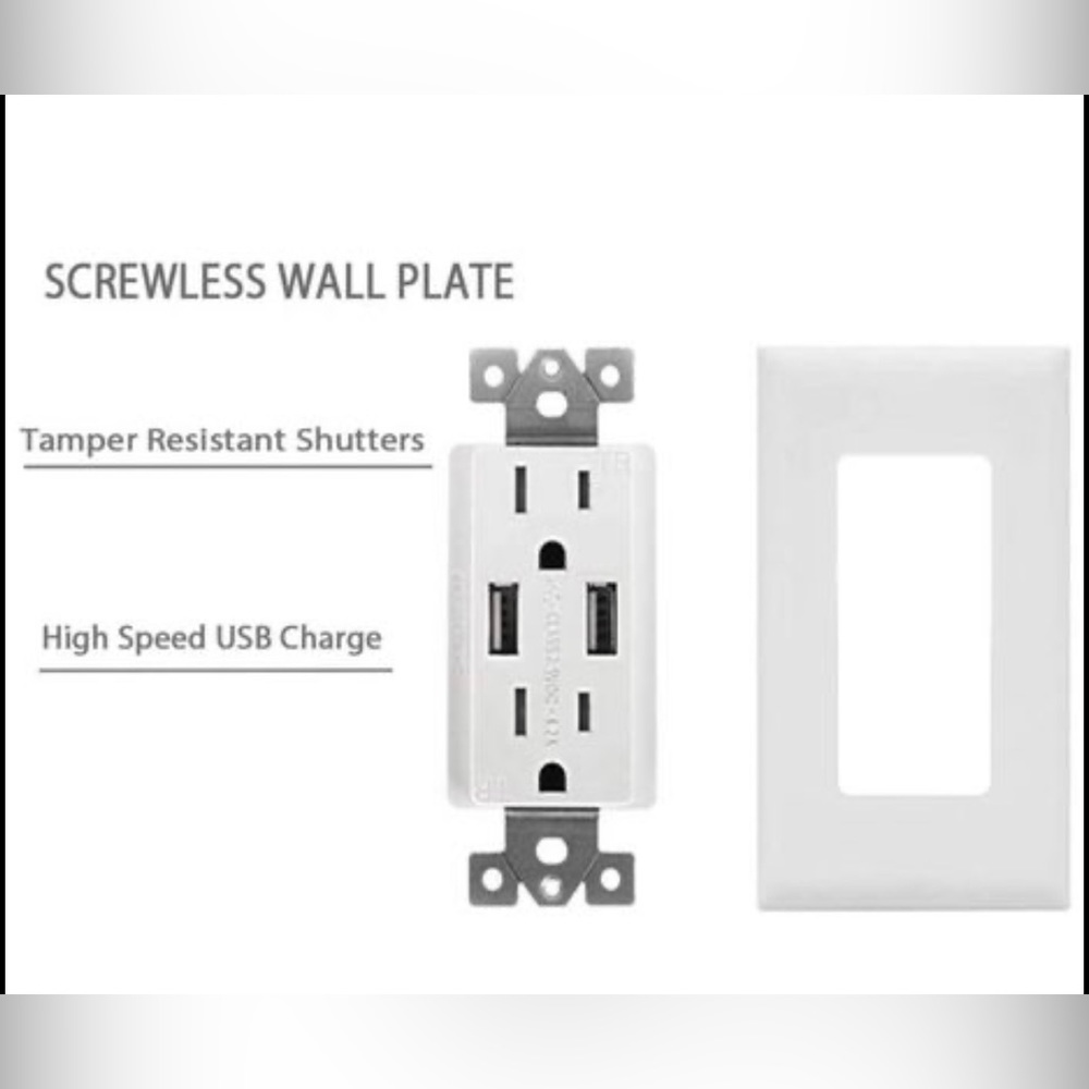 BOX 6 UNITS USB Outlet, USB Charger Wall Outlet Dual High Speed 3.4